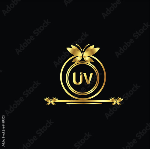 Golden luxury latter logo design 
uv logo, uv icon, uv letter, uv vector, technology, business, art, symbol, set, idea, creative, collection, education, logo design, banner, computer, internet, unusua photo