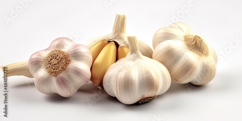 close-up photo of garlic on a white background. Generative AI