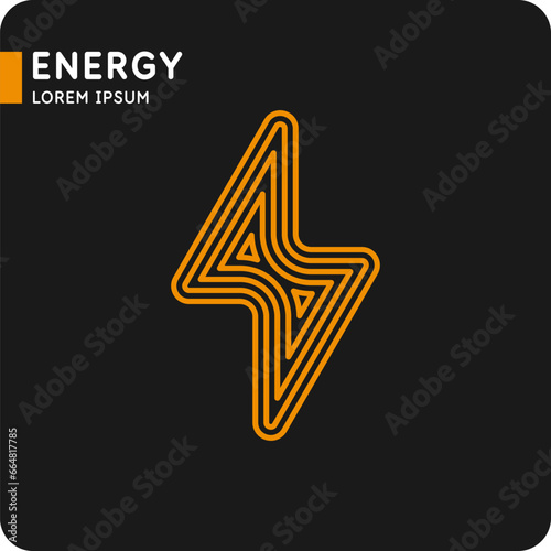 The energy designation icon. The picture represents electricity, voltage. Icon of lightning, thunder.