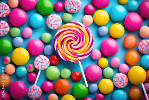 Colorful Lollipops And Different Colored Round