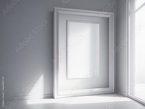 Empty white room with a window. 3d rendering, mock up.