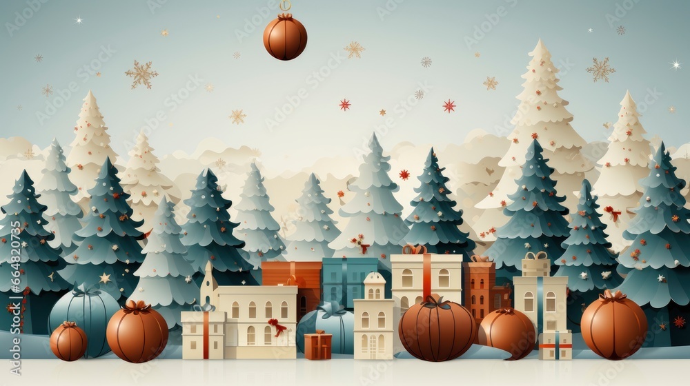 Merry Christmas Background With Flat Design, Merry Christmas Background , Hd Background