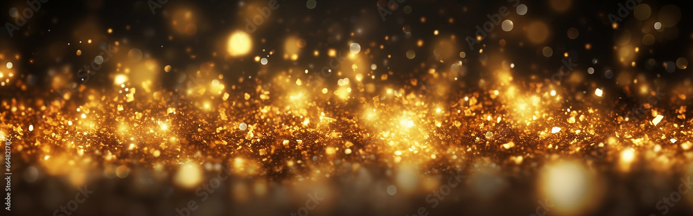 Obraz premium Gold sparkle splatter border .Gold paper Luxurious golden wallpaper abstract gold wallpaper, golden background Foto AI. 