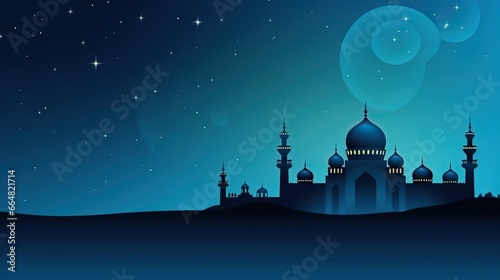 Ramadan Kareem background. Mosque silhouette background, Islamic design greeting card . Generative AI © ellisa_studio