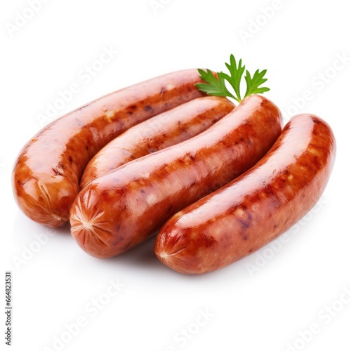 Boiled pork sausage isolated on white background