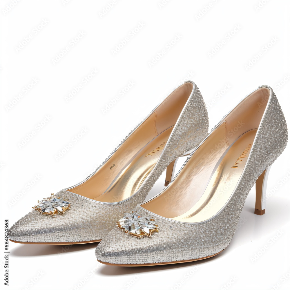 Obraz premium Stylish Statements: Champagne Stilettos for Chic Occasions