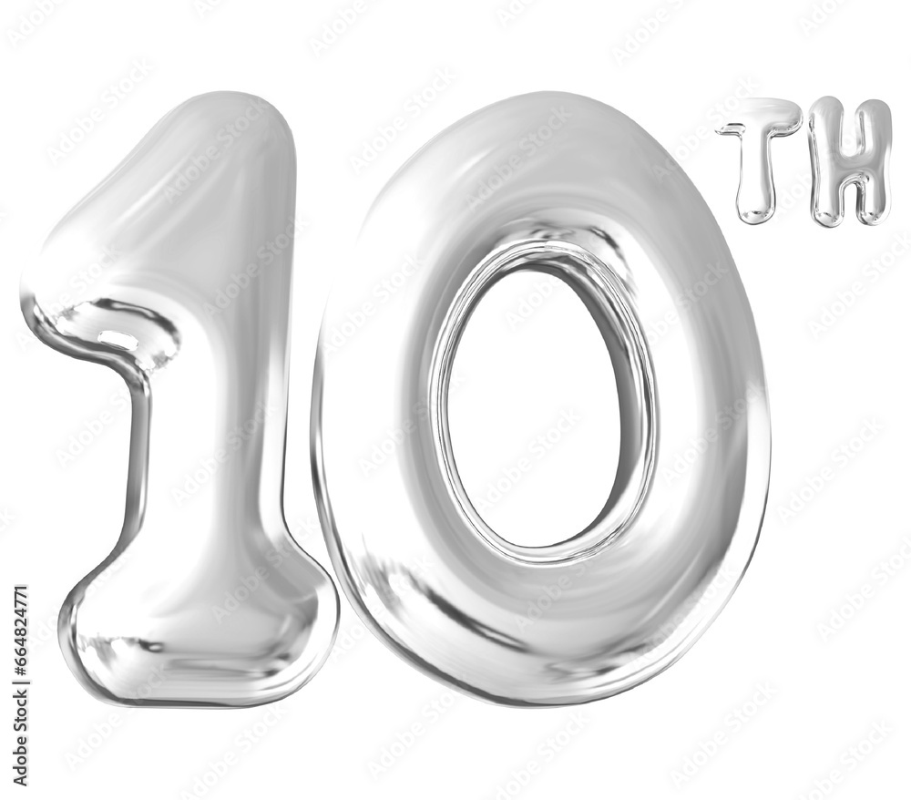 Fototapeta premium 10 th anniversary - silver number anniversary