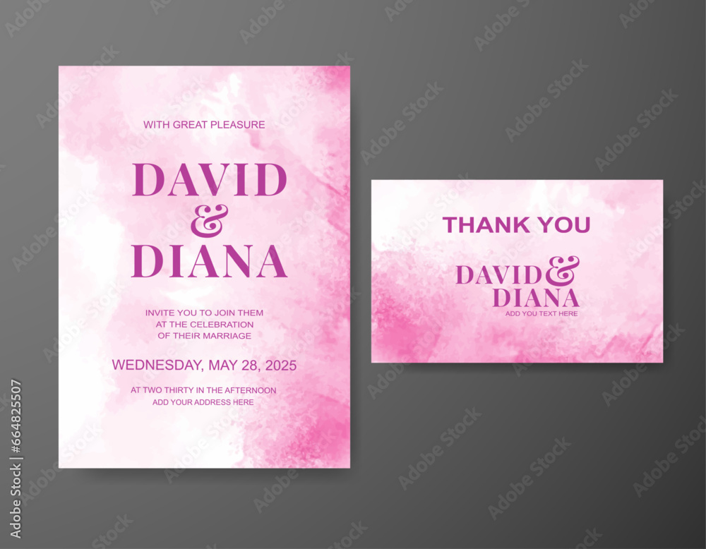 Fototapeta premium Wedding invitation with abstract watercolor background