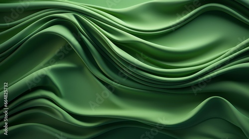 Illustration of an abstract green background with flowing lines and curves created with Generative AI technology