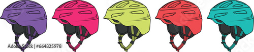 Bicycle and Motorcycle Helmets Vector Illustration