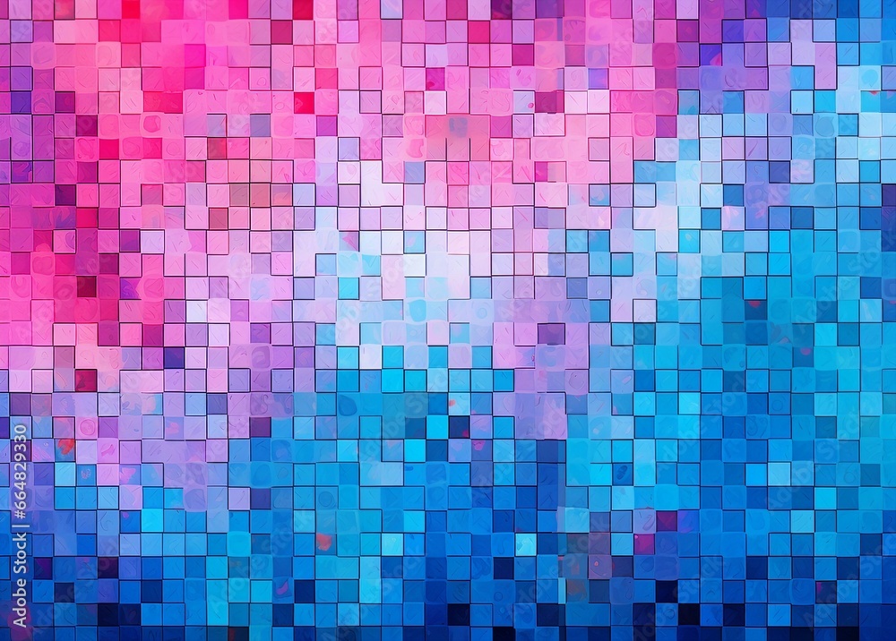 A square pattern of various colors, in the style of neon impressionism, featuring light pink and blue tones.