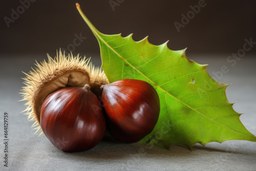 Fresh chestnuts on the table close up