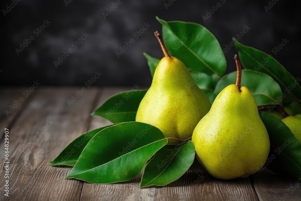 Fresh sweet pears on the table close up