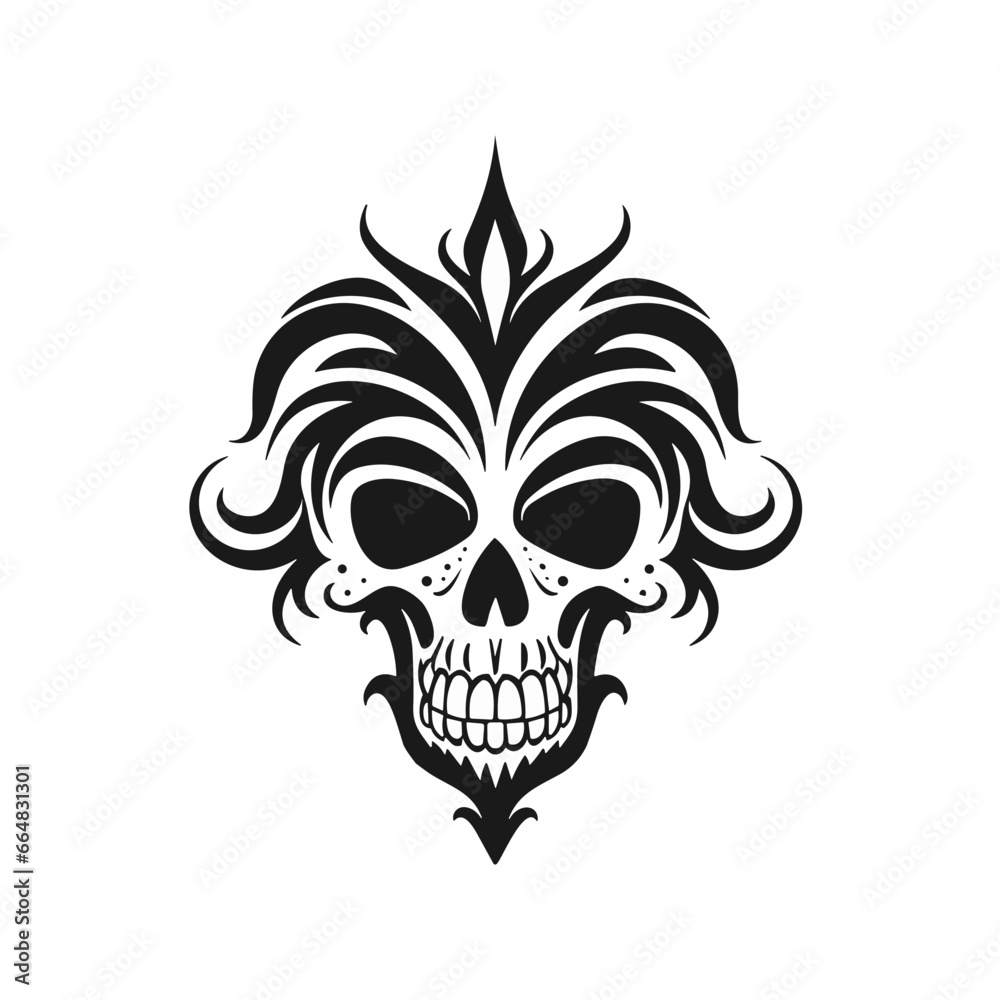 Artistic vector of a skull illustration. Suitable for tattoo, design, and logo.
Artistic vector of a skull illustration. Suitable for tattoo, design, and logo.