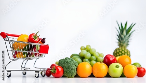 fruits et légumes dans un caddie