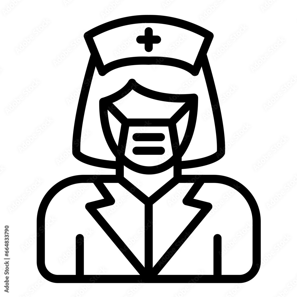 Nurse with Mask Icon Style