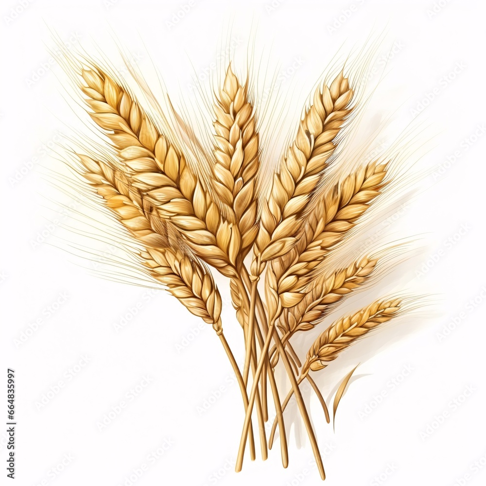 Tremblay-Style Isolated Wheat on White Background Tremblay-Style Isolated Wheat on White Background