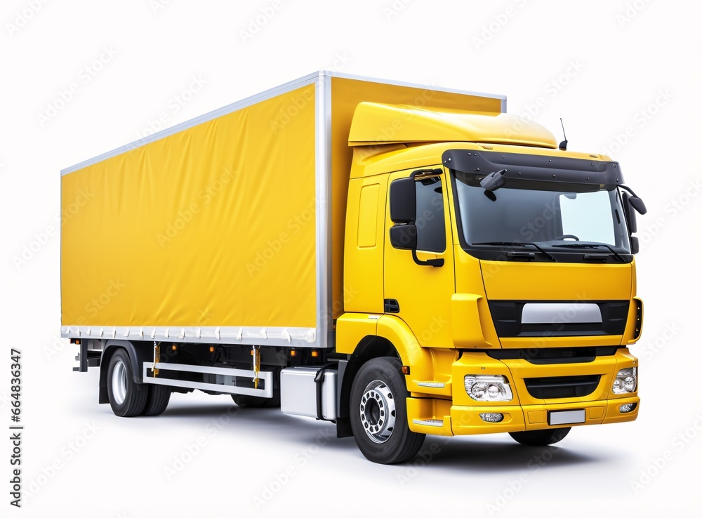 Yellow Commercial Truck Isolated on White background Yellow Commercial Truck Isolated on White background