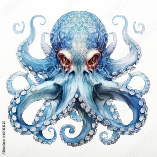watercolor Octopus clipart, Generative Ai