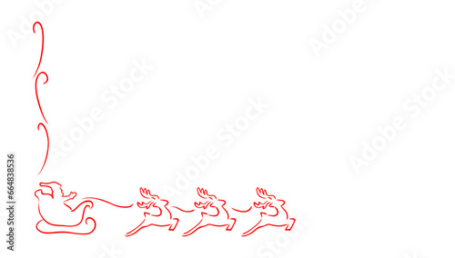 Christmas card with Santa Claus cartoon vector line art, 