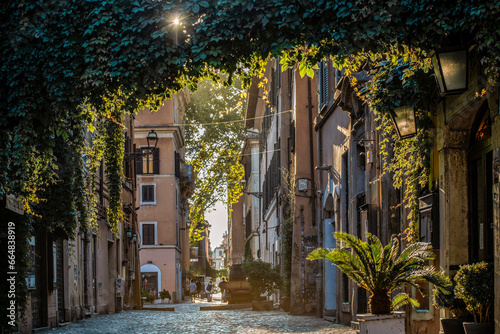 Bild auf Leinwand Le quartier de Transtevere à Rome au petit matin