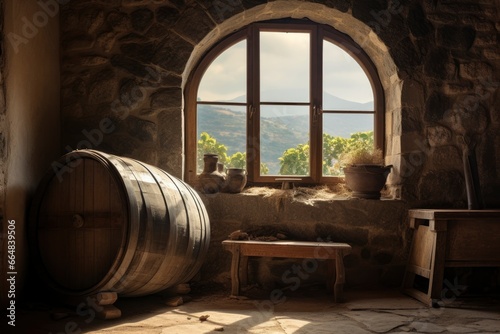 Barrel in an ancient castle beside the window. © MdKamrul