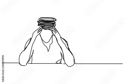 logo design vector art continuous line stressed person