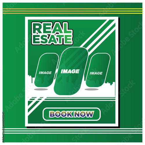 Green Flyer Template Layout Design. Corporate business annual report, catalog, magazine, flyer mockup. Creative modern bright eco flyer concept with square shape