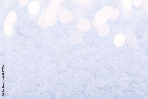Christmas winter background with snow and flares
