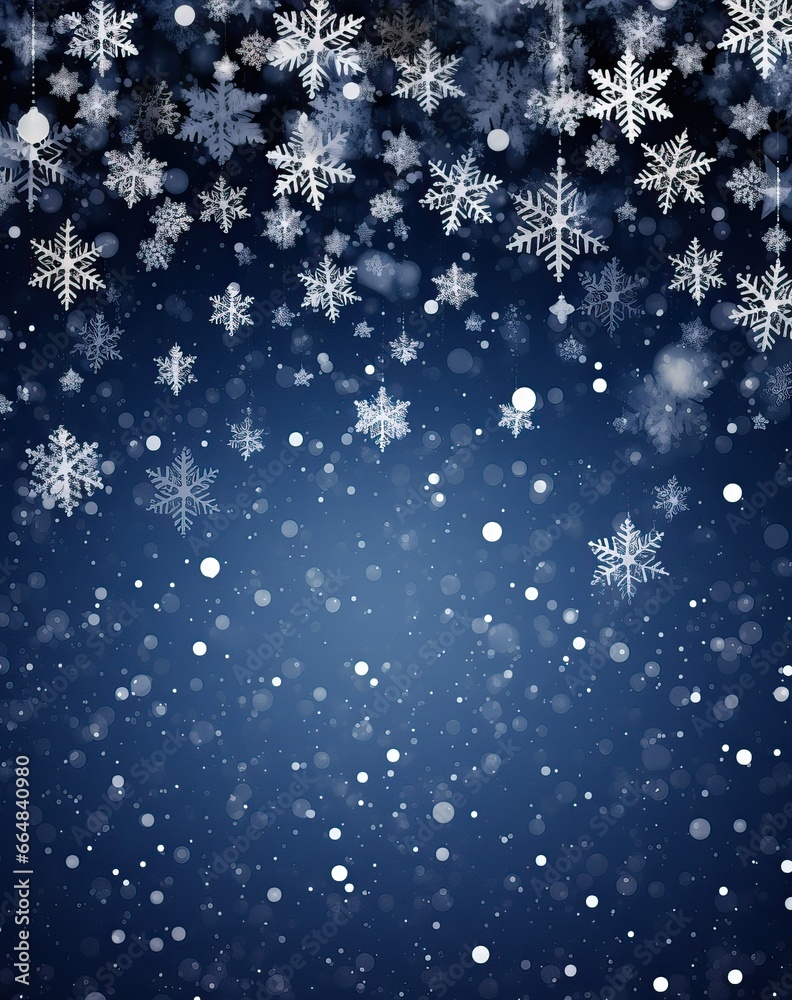 christmas card design template with snowflakes in blue