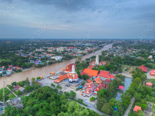 Aerial photography of Phutthaisawan Temple Phra Nakhon Si Ayutthaya Province, Thailand