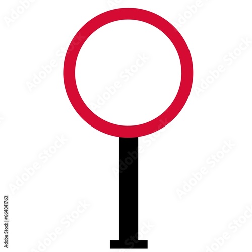Blank highway round sign with pole