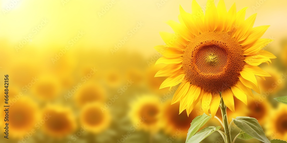 Obraz premium beautiful sunflowers blur effect background. generative AI