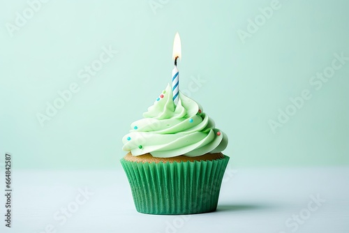 Happy Birthday Cupcake with Candle.