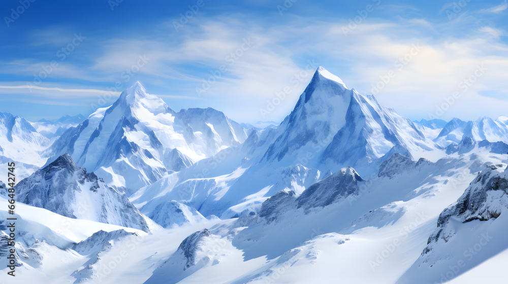 Freeze the grandeur of snow-capped mountain peaks against a clear blue sky, encapsulating the majestic, awe-inspiring beauty of the high country. Freeze the grandeur of snow-capped mountain peaks against a clear blue sky, encapsulating the majestic, awe-inspiring beauty of the high country.
