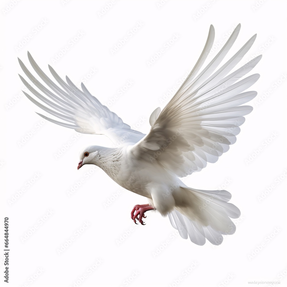 White Dove in Flight on White Background - Classic Style White Dove in Flight on White Background - Classic Style