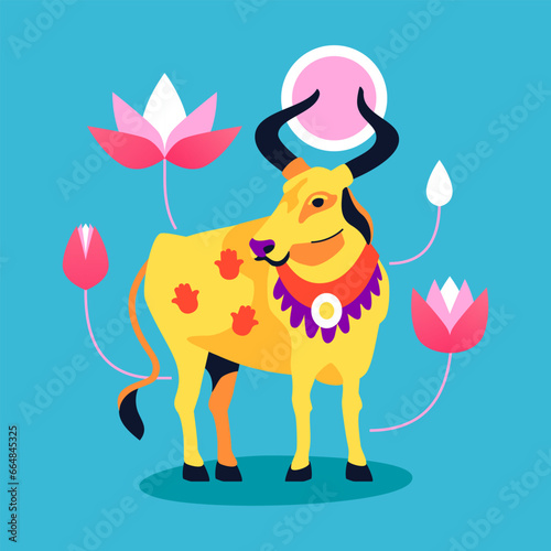Holy Indian cow - modern colored vector illustration