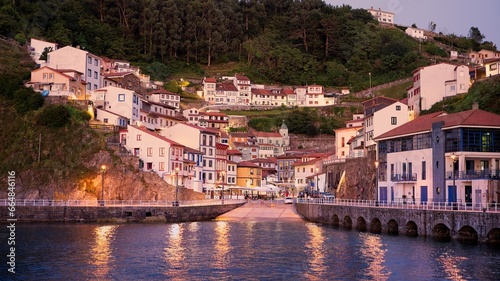 view of the coastal small town of Cudillero in Asturias, Spain