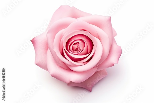 Pink rose isolated on white background.