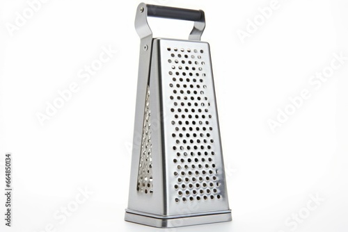 Metal grater tool isolated on white. Studio grate alloy cooking steel. Generate Ai