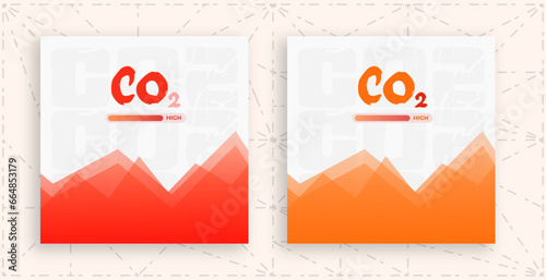 High levels of carbon dioxide pollution. Colorful vector illustration indicating air pollution and alarming situation. White themed.