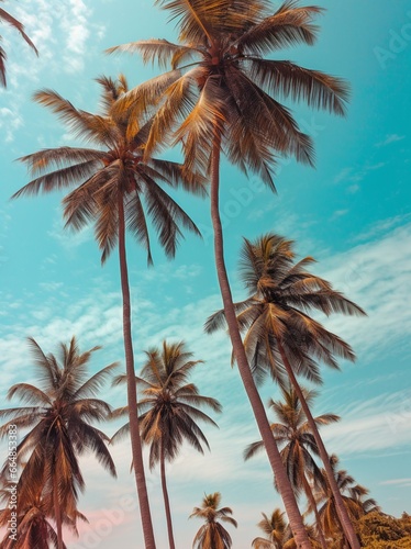 Towering palm trees under a clear tropical sky