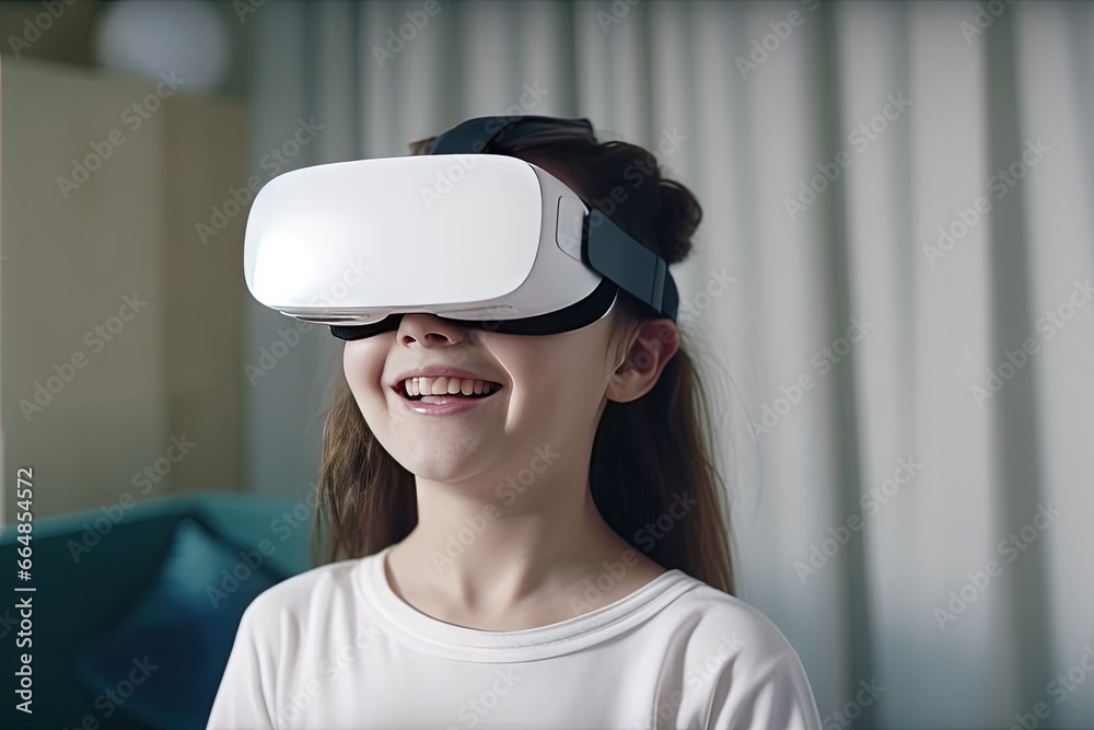 Little girl having Virtual Reality experience Little girl having Virtual Reality experience
