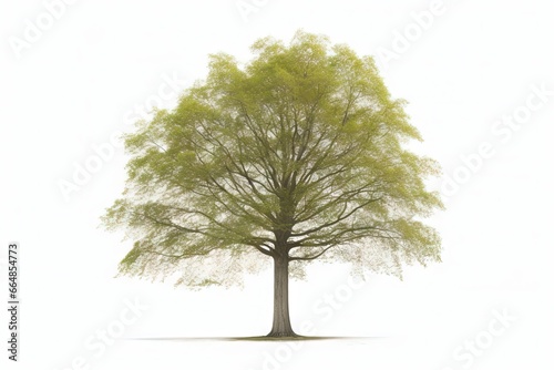 Green beech tree on white isolated background