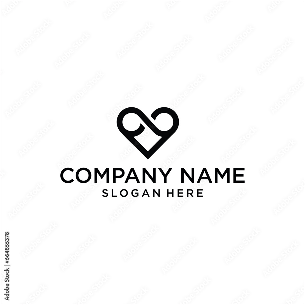 Infinity Love Logo Design with Colorful Line Style, Abstract Heart Vector Icon