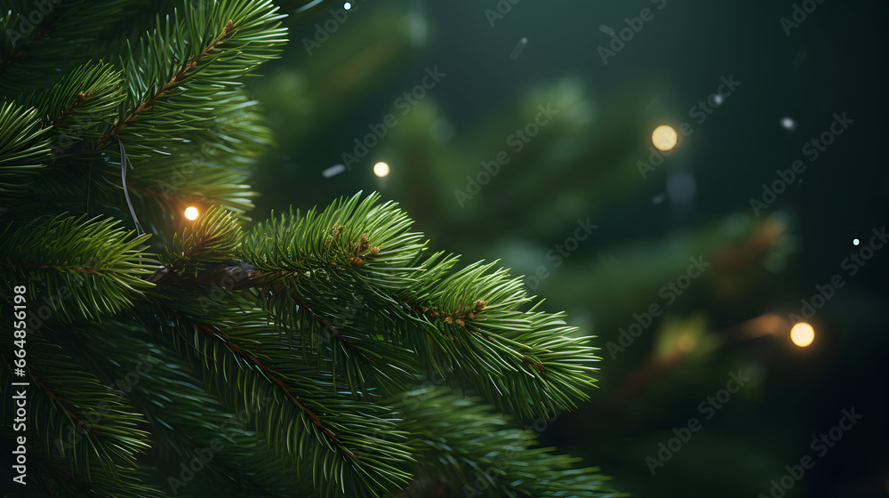 Christmas green spruce tree. AI generated image.