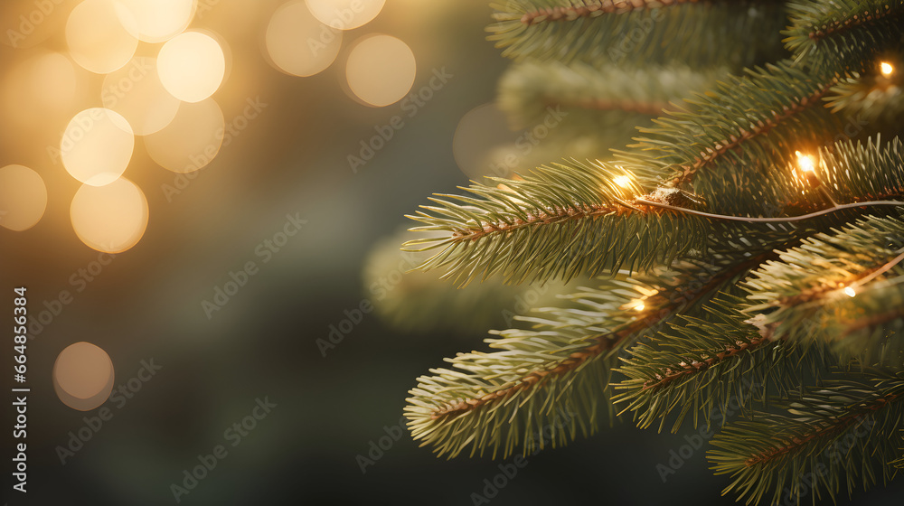 Christmas green spruce tree. AI generated image.