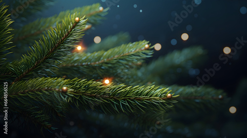 Christmas green spruce tree. AI generated image.