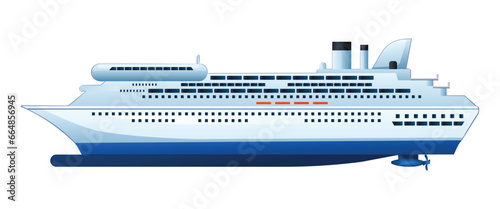 Ocean cruise ship vector cartoon illustration isolated on white background