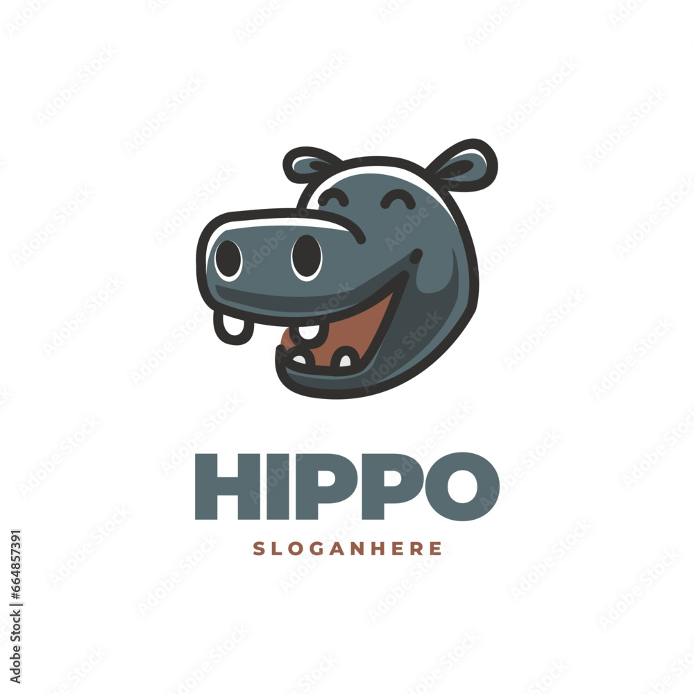Hippo cute logo vector